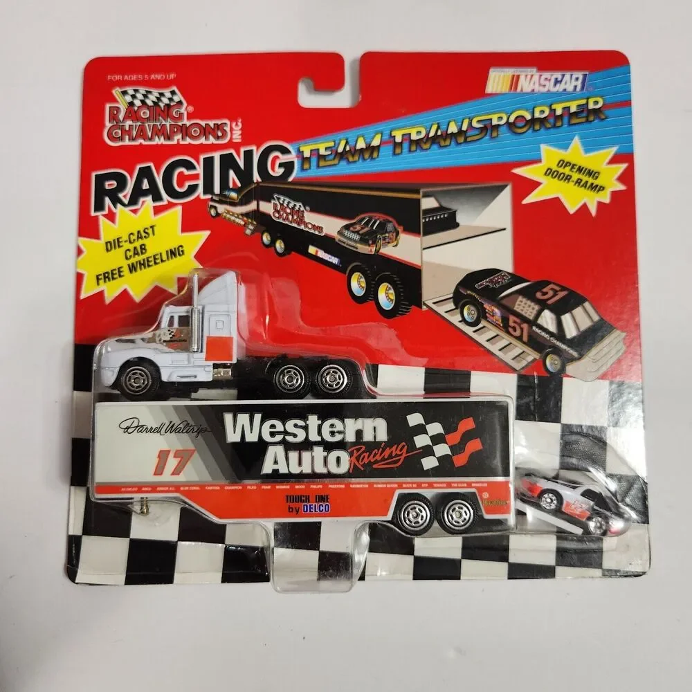 Vtg 1994 Racing Team Transporter #17 Darrell Waltrip With Mini Stock Car #17 - Picture 1 of 3